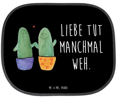 Produktbild von Mr. & Mrs. Panda Sonnenschutz Auto Kaktus Liebe - Schwarz - Geschenk, Kakteen, Paar, Hochzeit, Hitzeschutz, Fürs, blendschutz, Trennung, Pärchen, für, Verlobung