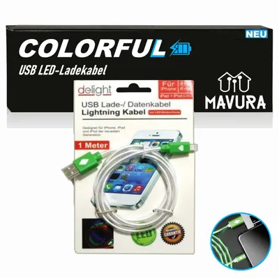 Produktbild von COLORFUL USB LED Ladekabel Datenkabel Leuchtkabel Lightningkabel