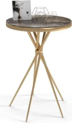 Produktbild von Runder Beistelltisch Luxus Edelstahltisch Wohnzimmer Möbel mit Stahlbein