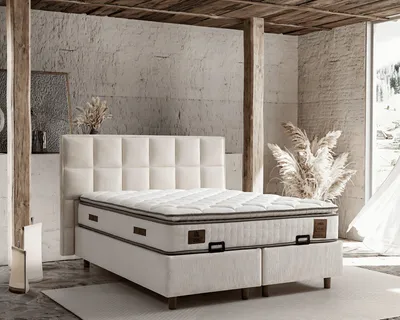 Immagine prodotto di Elegante letto con materasso tessile in beige