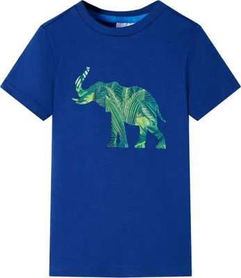 Produktbild von Kinder-T-Shirt Dunkelblau Gr. 116 mit Elefanten-Aufdruck aus 100 % Baumwolle