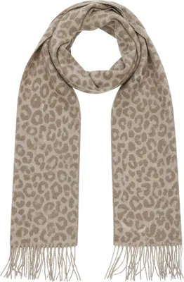 Produktbild von Faera Schal mit Leopardenmuster Fransen weich und angenehm Größe One Size