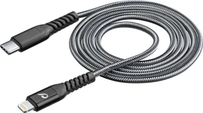 Produktbild von Cellularline Tetra Force Cable 120cm - USB-C to Lightning Ultra-widerstandsfähiges USB-C-zu-Lightning-Kabel, 1,2 m, Lightning, USB C, Schwarz, 76 g, 1200 mm