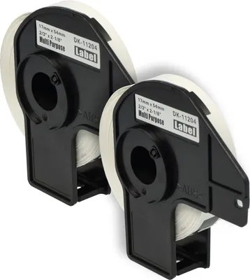 Produktbild von vhbw 2x Rolle mit Halter 17mm x 54mm (400 Etiketten) kompatibel mit Brother PT QL500BW, QL-550, QL-560, QL560VP, QL-570, QL-580, QL500BS Drucker Weiß