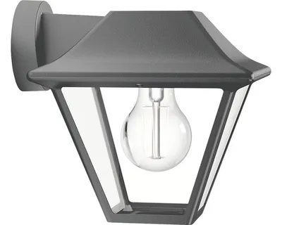 Produktbild von Philips Alpenglow Wandleuchte, 60 W, E27, ohne Leuchtmittel, Wandbeleuchtung für den Außenbereich, Anthrazit, Metall, IP44, Terrasse, Garten, I