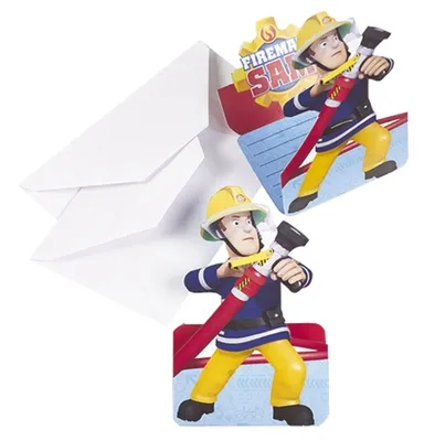 Produktbild von Einladungskarte 8 Stück Feuerwehr Fireman Sam