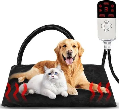 Productafbeelding van Famanu verwarmingsmat voor honden en katten - 70 x 45 cm - Verwarmingselement met timer en temperatuurregeling