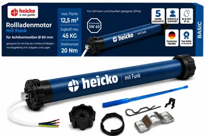 Produktbild von Heicko Funk-Rollladenmotor 20 Nm SW60 Funk Rohrmotor, 45kg Zugkraft, 12,5m² Basic, KI-generiertes Bild