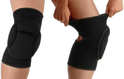 Produktbild von Knieschoner Volleyball 20mm Dicker Schwamm Knieschützer Schwarz Absturz Kniestütze Stretch Kniebandage für Tanzen Basketball Laufen Sport