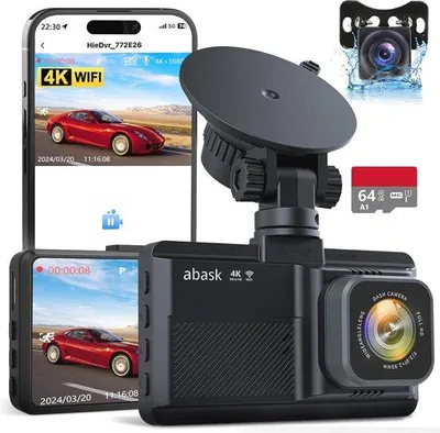 Image de Caméra embarquée avec vision nocturne et capteur G, résolution 4K, Wi-Fi, avant et arrière