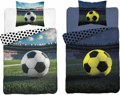 Produktbild von Baumwollbettwäsche, Kinderbettwäsche, im Dunkeln leuchtend 160x200 5546a Fußball