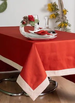 Ovale Tischdecke aus reiner Baumwolle, 140 x 220 cm, braun