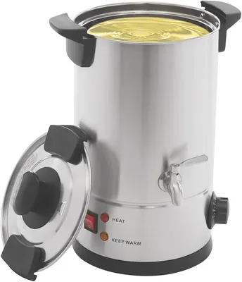 Obrázek produktu pro Roztavovač vosku o objemu 8 l/12 l s regulací teploty 30–110 °C – Elektrický nerezový roztavovací hrnec pro sójový vosk, včelí vosk, parafín – Profesionální výroba svíček (8 l)