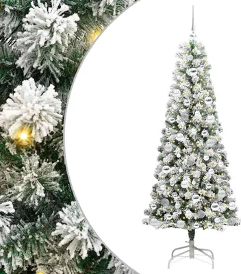 Obrázok produktu pre vidaXL Umelý skladací vianočný stromček zeleno-biely 180 cm