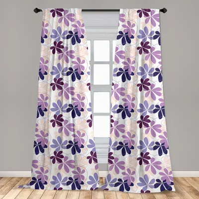 Produktbild von Abakuhaus, Fenstervorhänge, Blühende Frühlingsblumenblätter, 2-Panel-Set, 150 x 245 cm