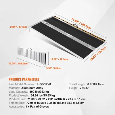 Image de Rampes d'accès - Rampes - Plots de nivellement - 183 cm - Rampe pour fauteuil roulant
