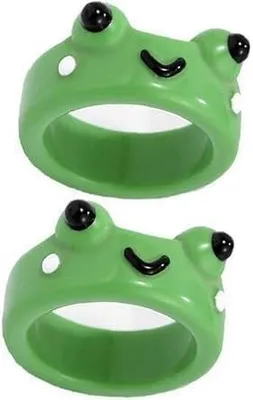 Productafbeelding van Cldaisy, 2 stuks groene, schattige kikkerringen van kunsthars, 3D dierenring, grappig