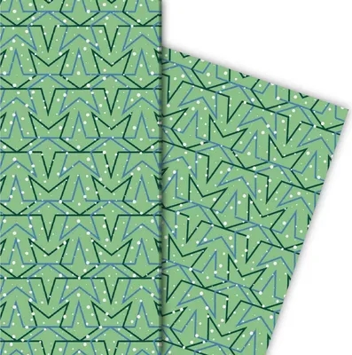 Produktbild von Winter Geschenkpapier mit Sternen im Schnee, grün - G4794, 32 x 48cm