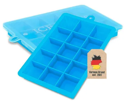 Image de Intirilife 2x moules à glaçons en BLEU - Lot de 2 moules à glaçons en silicone à 15 compartiments avec couvercle - Bac à glaçons flexible Fermable pour glaçons, aliments pour bébés et autres