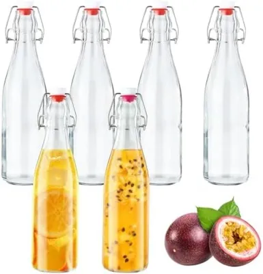Produktbild von PromoHome® 6-teiliges Glasflaschen-Set mit Bügelverschluss, 500 ml pro Flasche, transparent