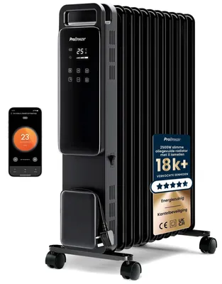 Productafbeelding van Elektrische Kachel 2500 W Zwart Wifi - Olieradiator - Draagbaar