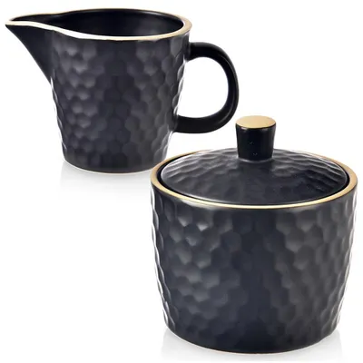 Produktbild von Orion | Zuckerdose 300 ml - Milchkännchen 100 ml - aus Steingut - Schwarz
