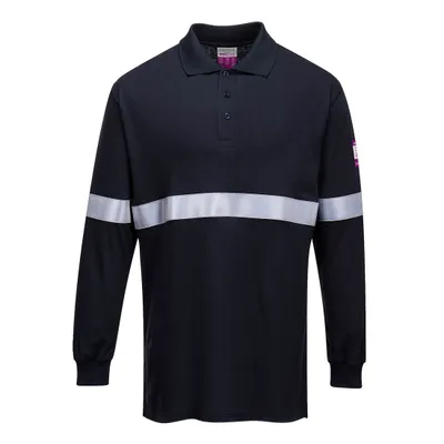 Immagine prodotto di Portwest FR03 Polo a maniche lunghe ignifuga e antistatica con strisce riflettenti Navy Taglia S