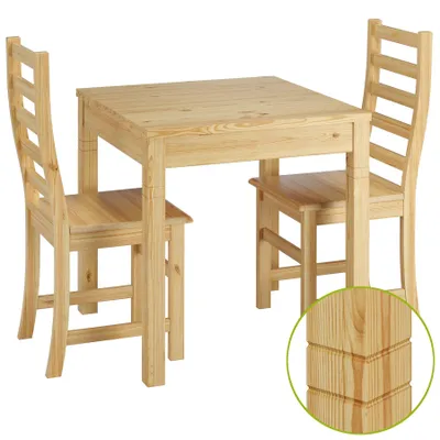 Produktbild von Essecke mit Tisch und 2 Stühle Kiefer natur Massivholz 90.70-50 B -Set 21