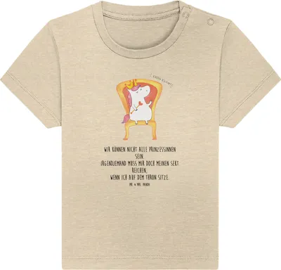 Produktbild von Mr. & Mrs. Panda Organic Baby Shirt Einhorn König 24. - 36. Monat - Natural Raw - Geschenk, Bundeskanzler, Kleinkind T-Shirt, Prinzessin, , Babyshirt, Unicorn, Krone