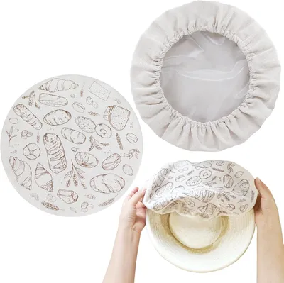Produktbild von Wiederverwendbare Sauerteig Gärhaube 2er Set, atmungsaktive Brot Abdeckung 10 Zoll, nachhaltig & lebensmittelecht