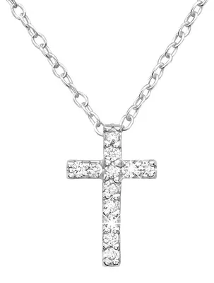 Produktbild von Kreuz Kette: Zirkonia Anhänger Halskette Silber 925