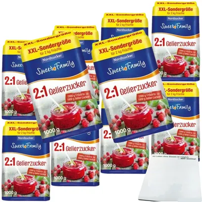 Produktbild von Sweet Family Gelierzucker 2zu1 XXL Sondergröße VPE (10x1kg Packung) + usy Block