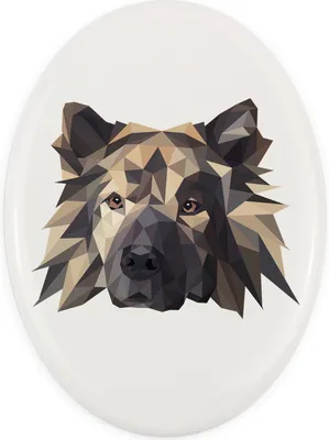 Zdjęcie produktu dla Eurasier – płytka z geometrycznym wzorem i napisem marki Art-Dog