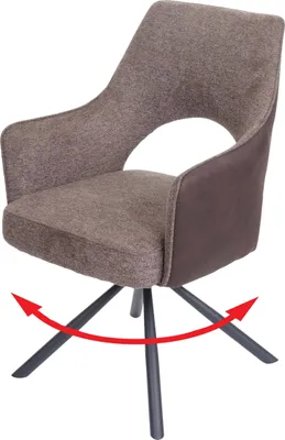 Obrázok produktu pre Jedálenská stolička HWC-K30, kuchynská stolička, kreslo, otočná automatická poloha, látka/textil MVG ~ hnedá-tmavohnedá
