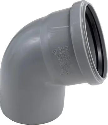 Produktbild von Magnaplast HTplus PP Rohrbogen Innenwinkel 75 mm Durchmesser, 67° Winkel, mit Hülsenende