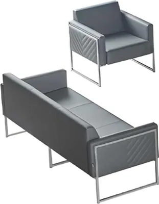 Produktbild von Arbeitszimmer Set 2tlg 3-Sitzer mit Sessel Grau Einfarbig Modern Design