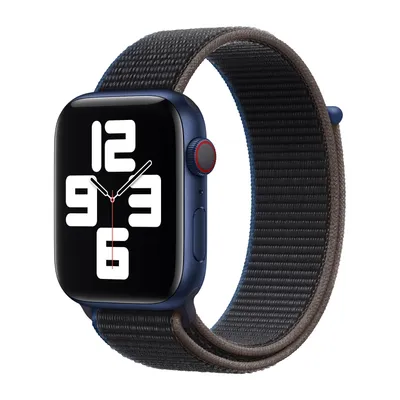 Produktbild von Apple Watch Sport Loop Armband Nylon Holzkohle, extra groß 42mm/44mm/45mm/49mm, Klettverschluss, weich, atmungsaktiv, leicht, elegant, sportlich