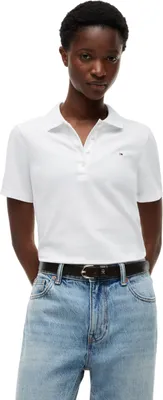 Produktbild von Tommy Hilfiger Damen Poloshirt Kurzarm 1985 Polo Slim Fit, Weiß (Th Optic White)