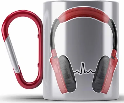 Produktbild von Trendation - Musik Edelstahl Tasse Karabiner Musikliebhaber Musiker Musiklehrer Geschenk Geschenkidee Musiklehrerin Coach Geschenkideen Herzschlag (Rot)