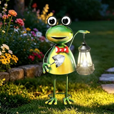 Solar-Froschfigur für Außen, 1 Stück, grün, 35 cm