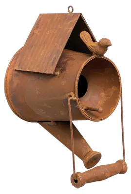 Image de DanDiBo Mangeoire pour oiseaux à suspendre Rouille noble Décoration Rouille Arrosoir Résistant aux intempéries 96424 Nichoir Mangeoire pour oiseaux Shabby à suspendre avec chaîne Arrosoir en métal Balcon
