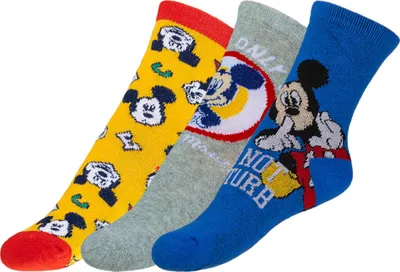 Immagine prodotto di Calzini Mickey per bambini - set di 3 paia - 23-26 - Rosso,Giallo,Blu,Grigio