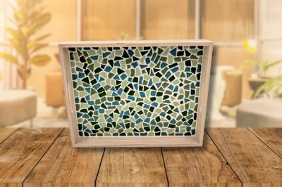Produktbild von Little Creations Mosaik Tablett DIY Set grün - kreatives Bastelset