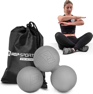 Produktbild von Hop-Sport Fitness-Set Massagebälle aus Silikon zur Selbstmassage bei Muskelschmerzen - Grau