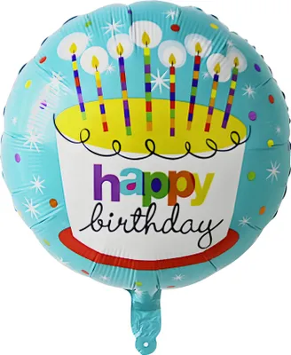 Obrázok produktu pre Folienballon Happy Birthday rund 45 cm, Torte blau
