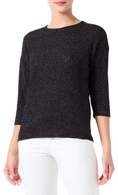 Produktbild von ONLY Damen T-Shirt Onlqueen 3/4 Glitter Top JRS, Black/Pattern:Structure Dot, XS
