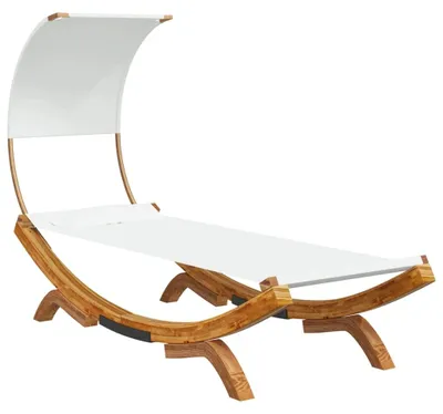 Produktbild von vidaXL Sonnenliege mit Dach 100x200x126 cm Bugholz Massiv Creme