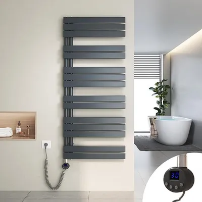 Produktbild von Badheizkörper Elektrisch Heizkörper Bad mit Digitalem Thermostat Handtuchheizkörper mit Timer-Funktion 1385x600mm 800 Watt für Badezimmer/Wohnzimmer