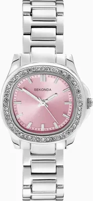 Produktbild von Sekonda Damenuhr Octaire Edelstahl Silberfarben 30mm Gehäuse Quarz Zirkonia Lünette 3 ATM wasserdicht