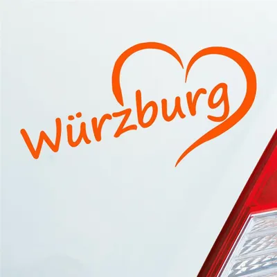 Produktbild von Auto Aufkleber Würzburg Herz Stadt City Liebe Love Heart 15x8 cm Orange Sticker Heckscheibenaufkleber